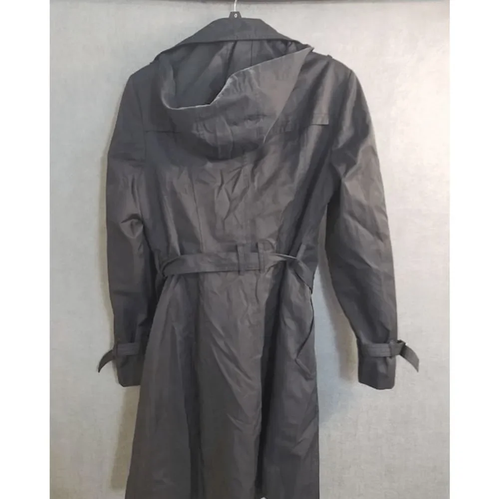 Cole Haan Women's Classic Belted Trench Black/ Gray Coat Size Medium, MSRP $225 - Picture 3 of 6